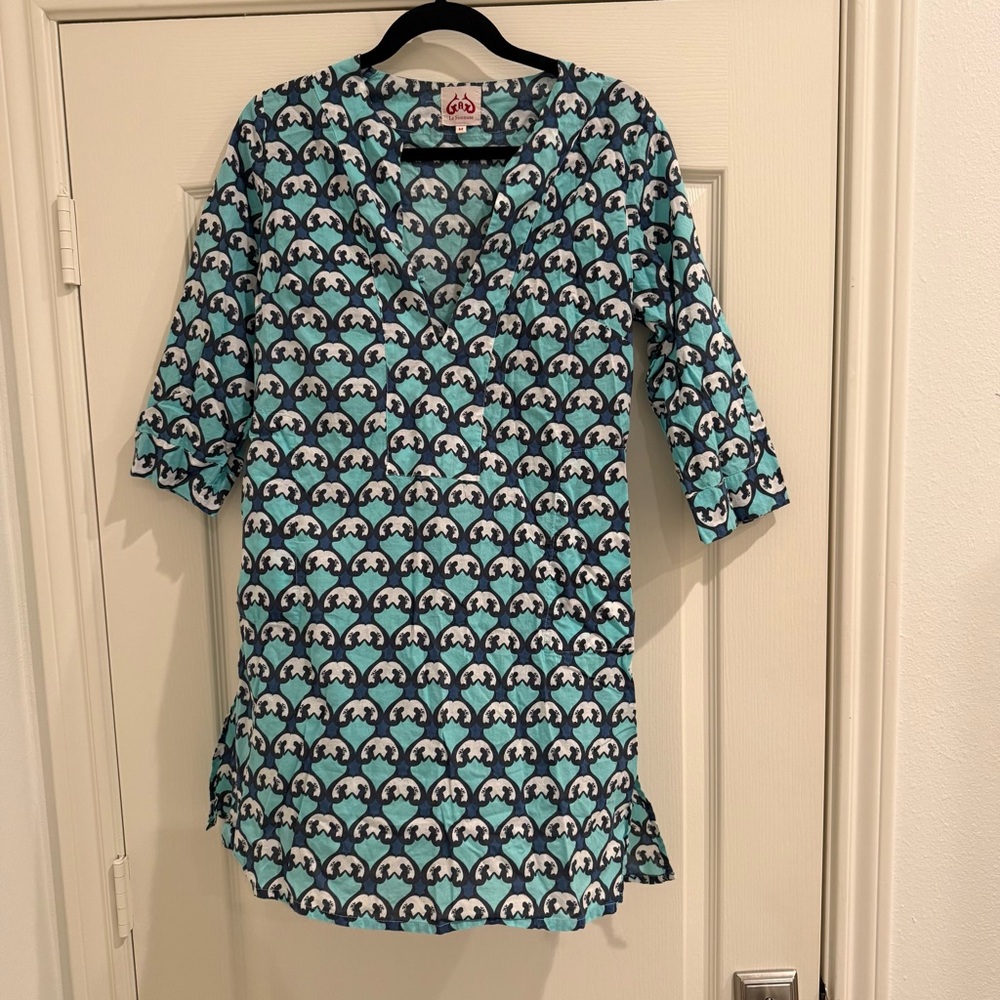 jcrew for sirenuse blue print women’s tunic size M